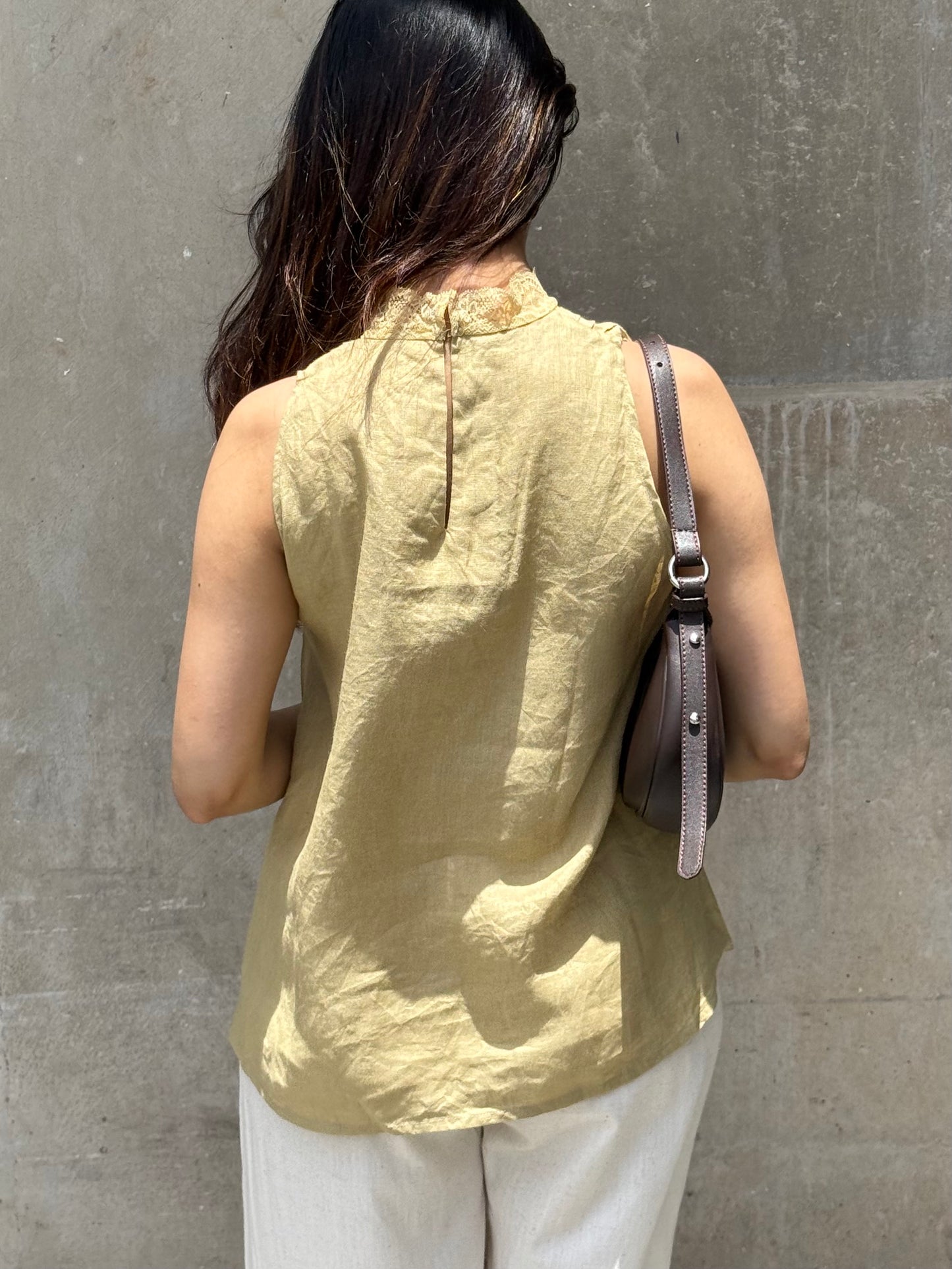 Lime Lace Top (60s lea pure linen)