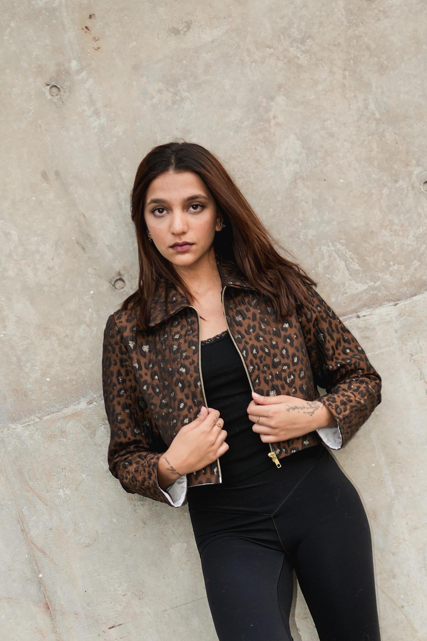 Leopard cropped jacket