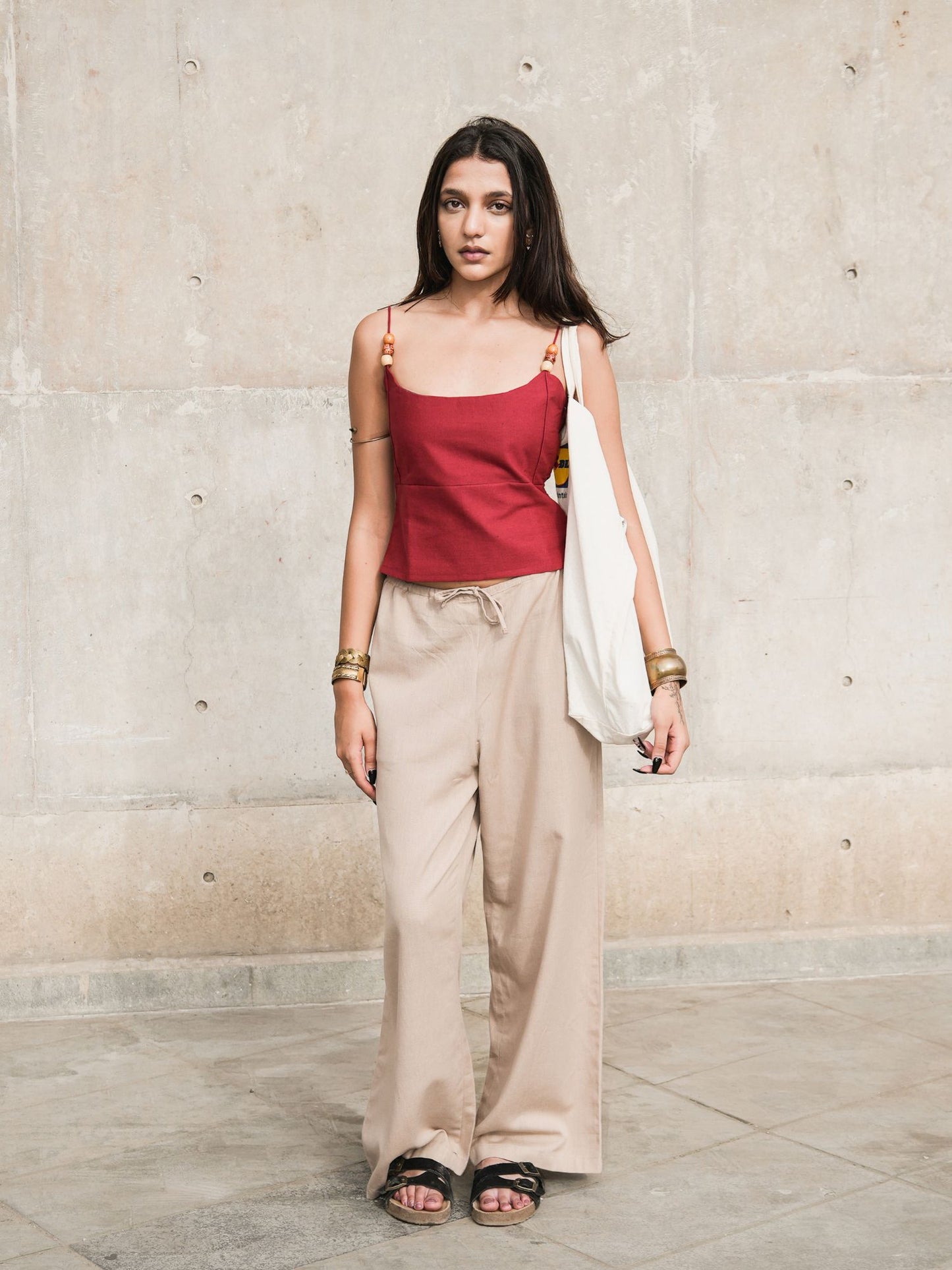 Boho Beads Top in Fiery Red