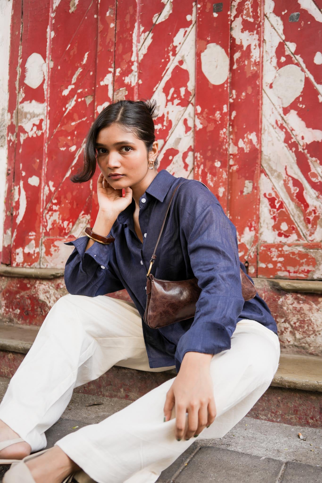 Blue Linen Shirt (60s lea pure linen)
