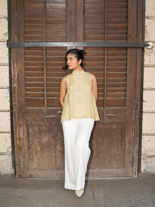Lime Lace Top (60s lea pure linen)