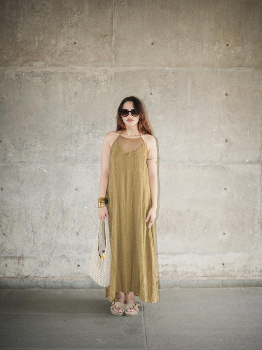 Rustic long dress in green