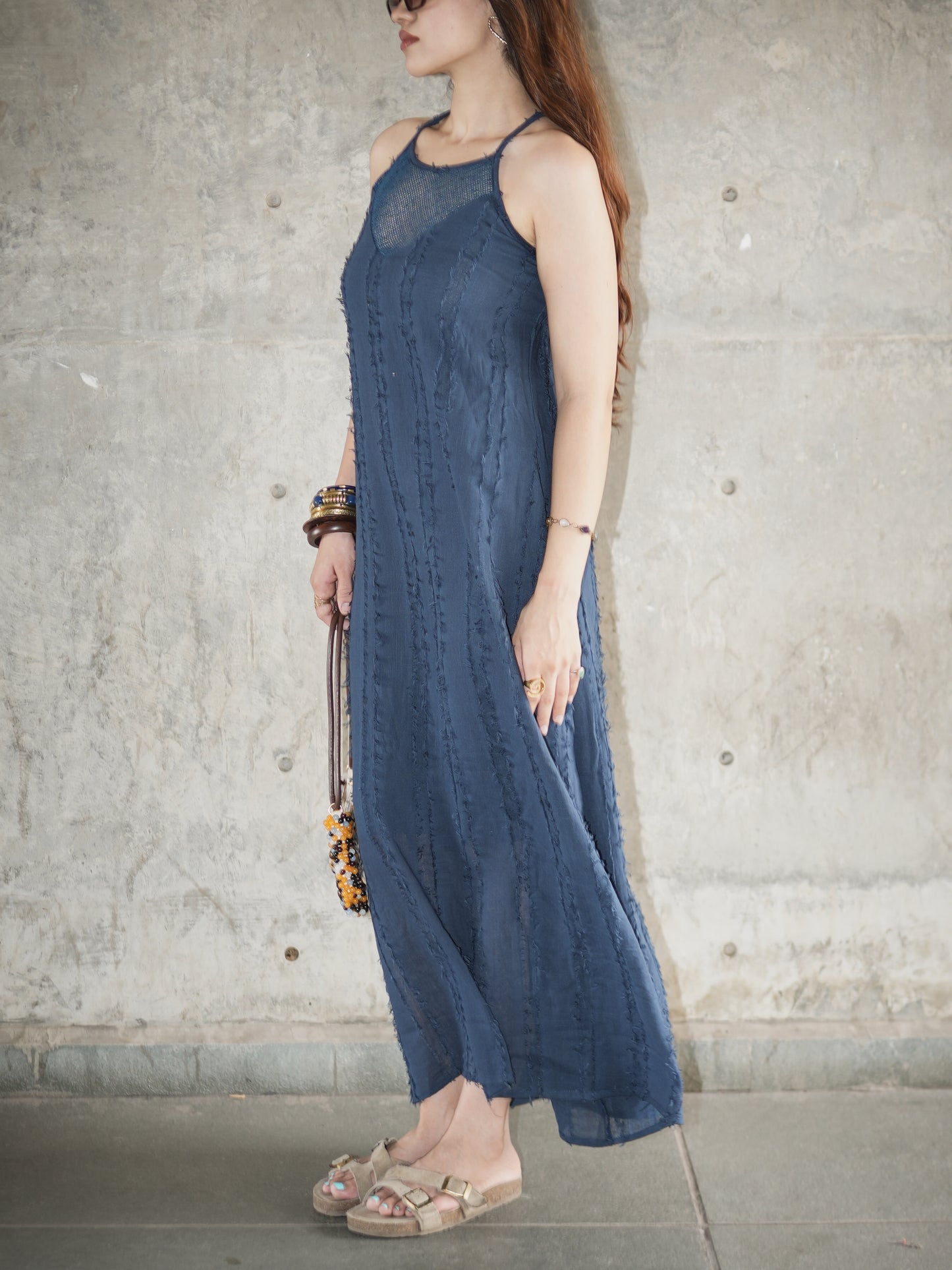 Rustic long dress in blue