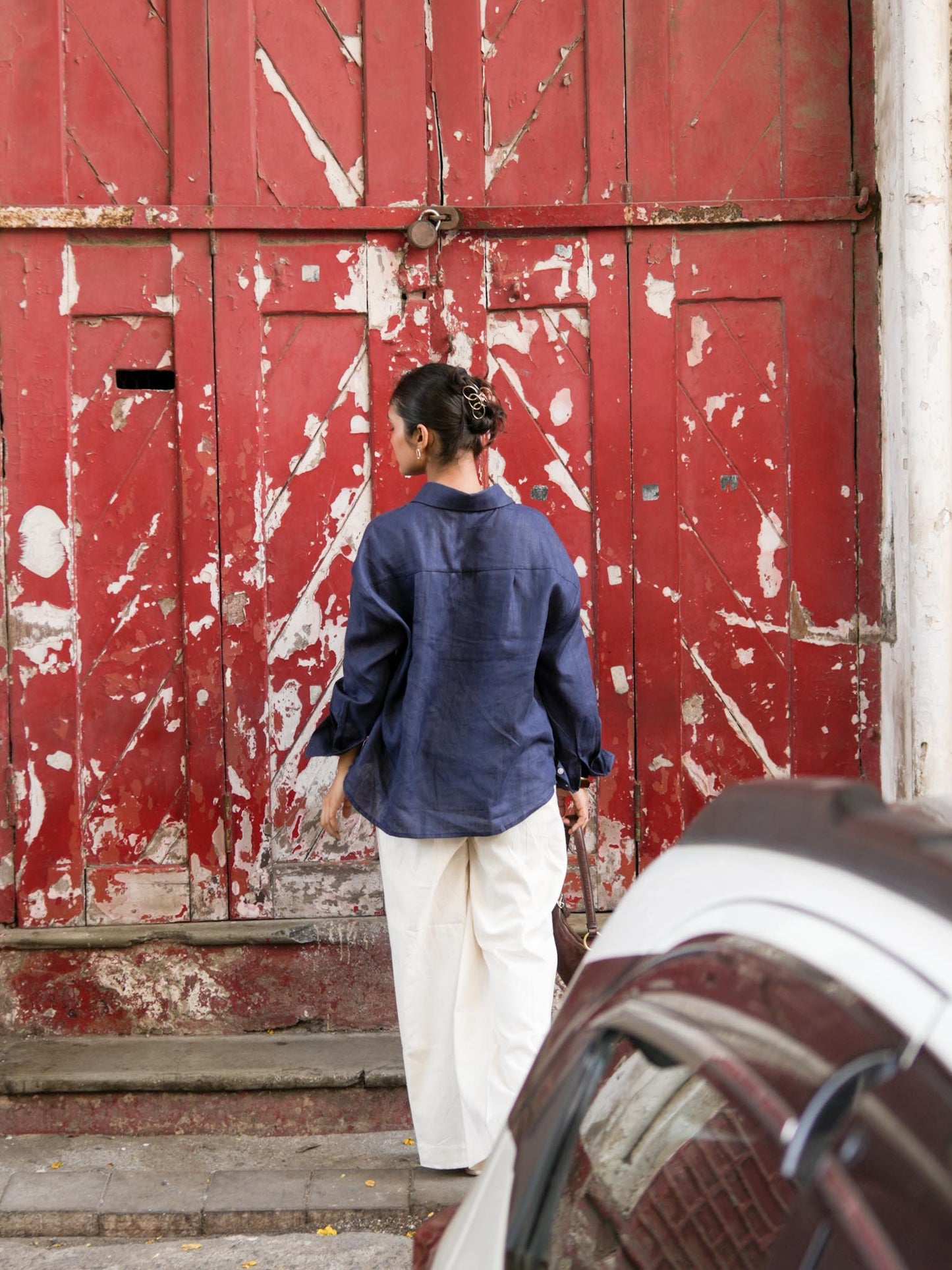 Blue Linen Shirt (60s lea pure linen)