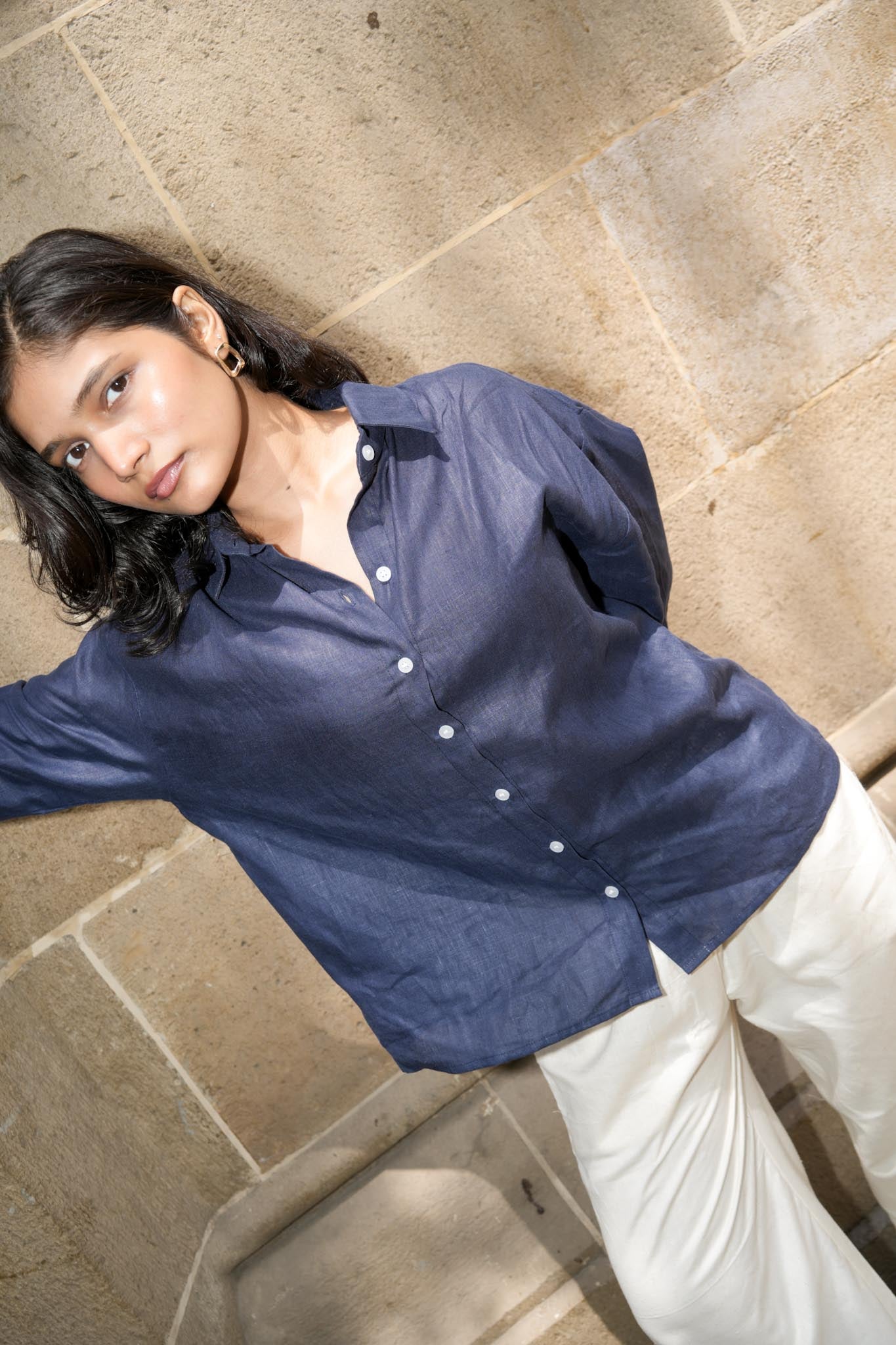 Blue Linen Shirt (60s lea pure linen)