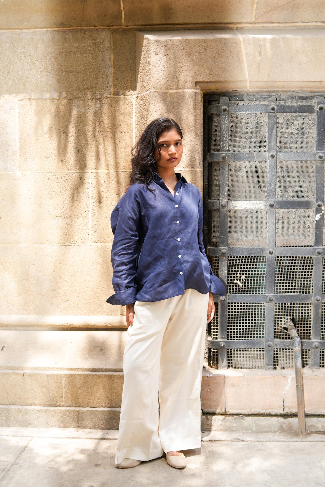 Blue Linen Shirt (60s lea pure linen)